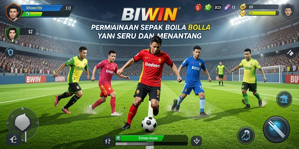 Screenshot BIWIN menunjukkan pertandingan sepak bola yang seru dan mendebarkan.