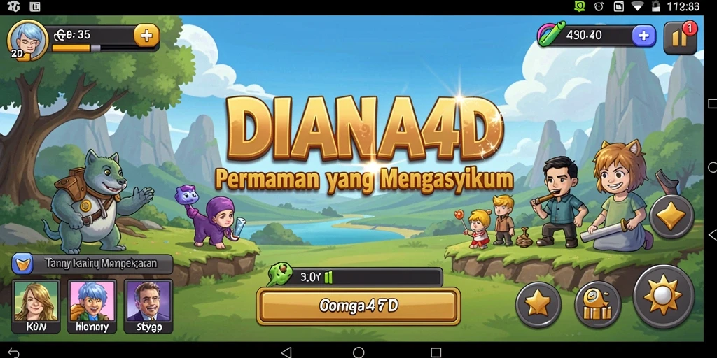 Gameplay DIANA4D menampilkan karakter sedang mengumpulkan sumber daya.