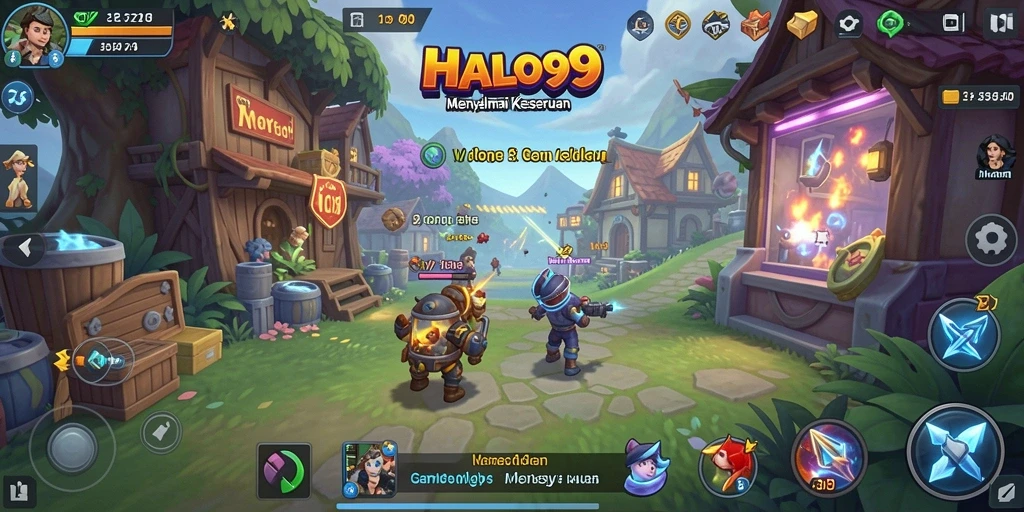 Tampilan gameplay <strong>HALO99</strong> yang seru dan mengasyikkan, menawarkan pengalaman Idle yang unik.