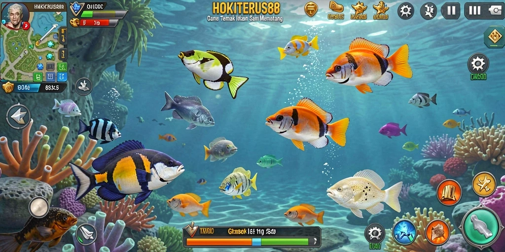 Tampilan gameplay seru HOKITERUS88 saat menembak ikan.