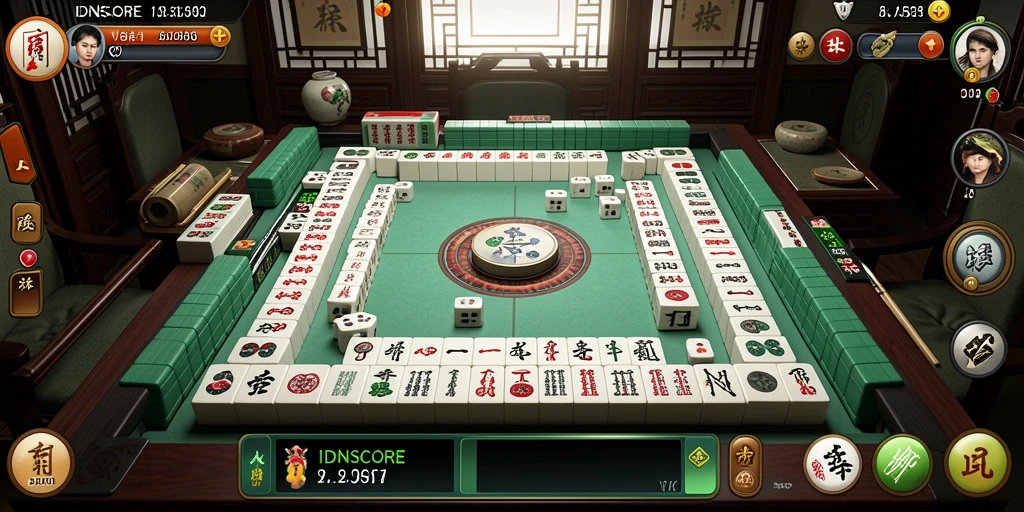 Screenshot gameplay <strong>IDNSCORE</strong> yang menampilkan momen menegangkan permainan Mahjong.