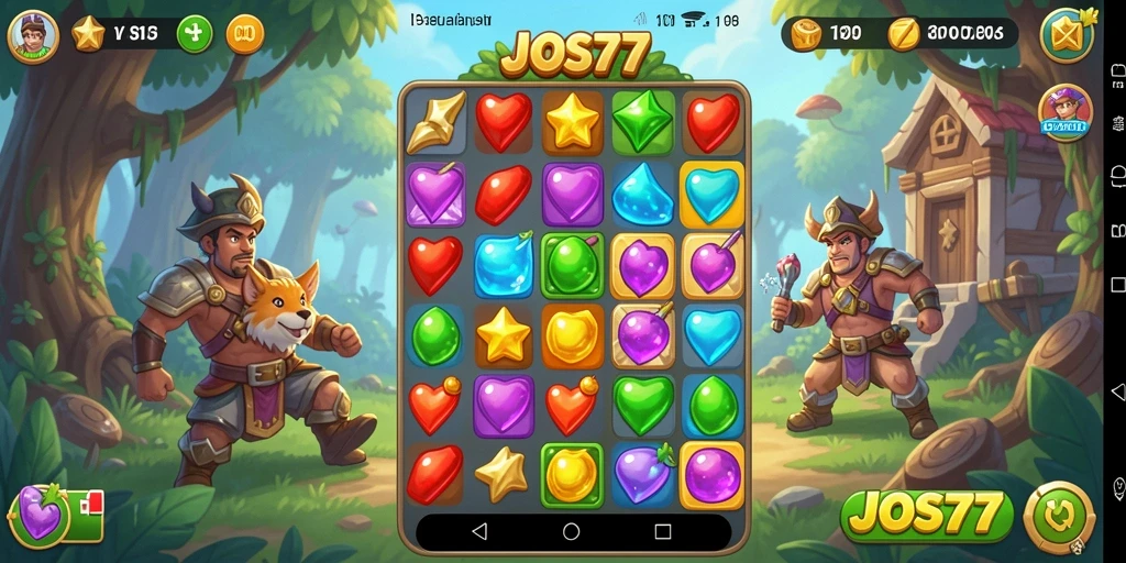 Gameplay JOS77 yang seru dengan kombinasi permata berwarna.