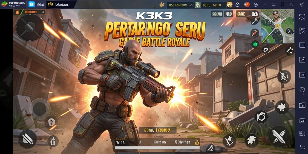 Tangkapan layar permainan K3K3 dengan aksi Battle Royale yang mendebarkan.