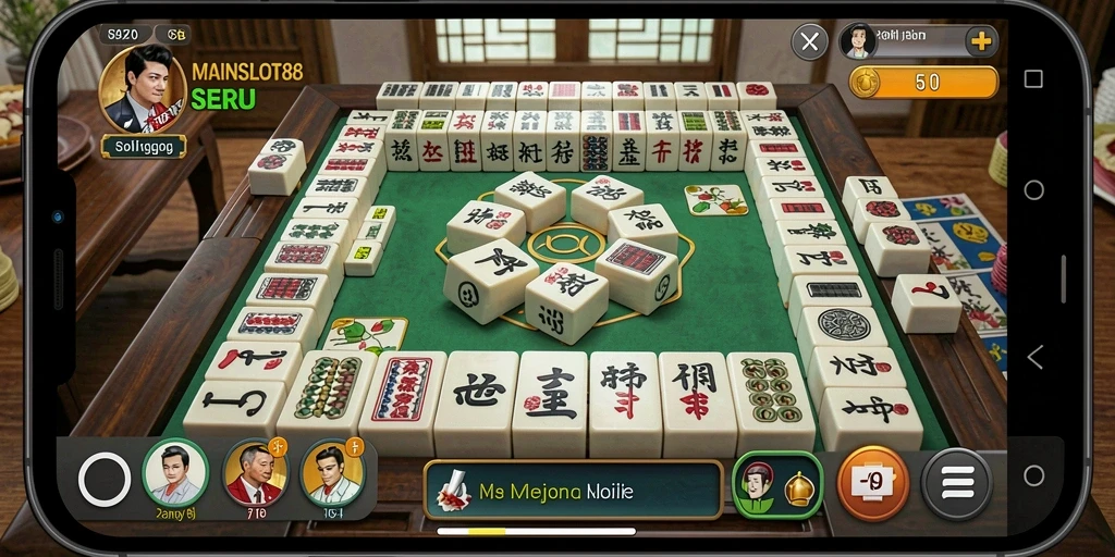 Tampilan gameplay seru dalam MAINSLOT88 dengan elemen Mahjong yang klasik.