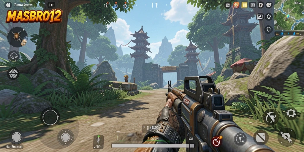Tangkapan layar gameplay MASBRO12 menampilkan aksi menegangkan di arena TPS.