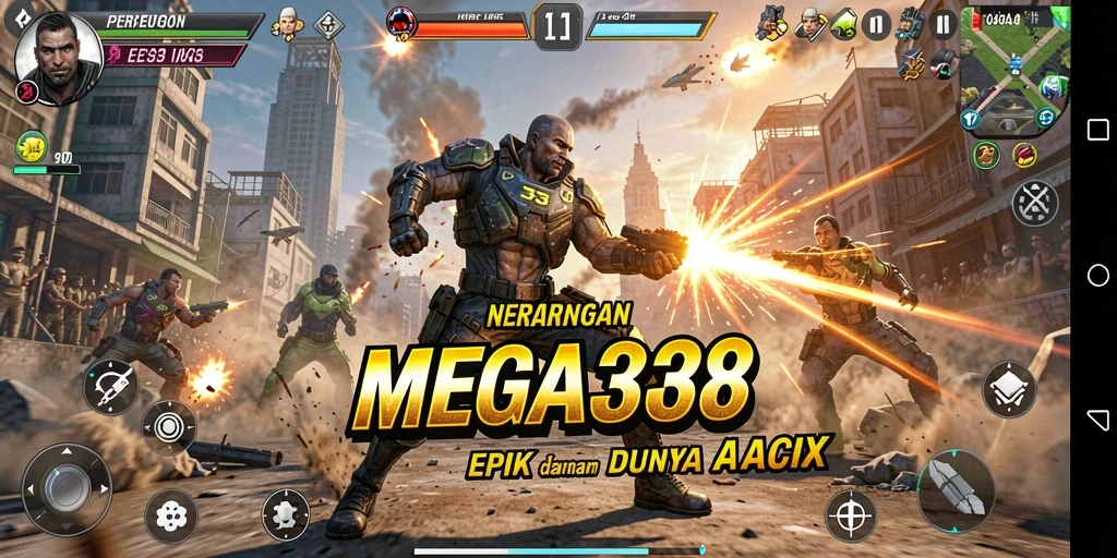 Screenshot MEGA338 menampilkan aksi seru dalam permainan.