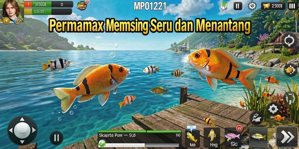Screenshot utama MPO1221 menunjukkan pengalaman memancing yang mendebarkan.