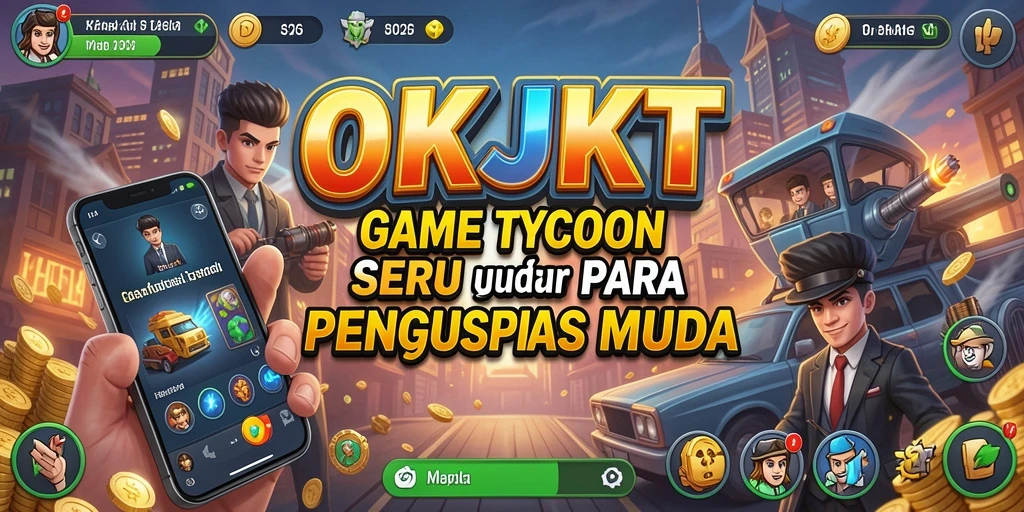 Tampilan gameplay menarik dari OKJKT dengan elemen Tycoon.