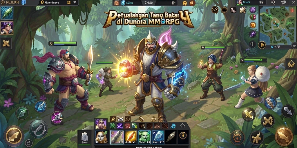 Tangkapan layar utama gameplay REJEKI yang menunjukkan pertempuran seru.