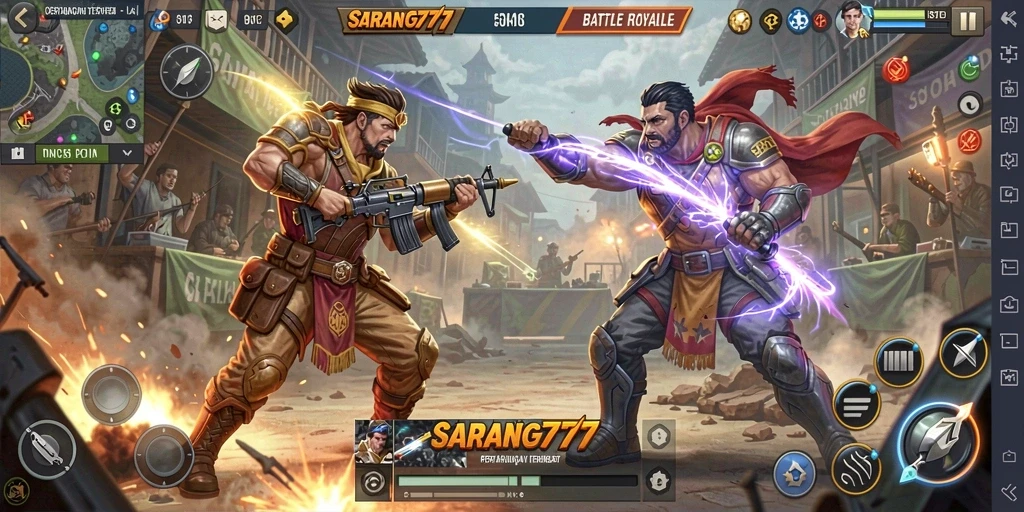 Tampak mendebarkan dari pertempuran di SARANG777 saat pemain saling berhadapan.