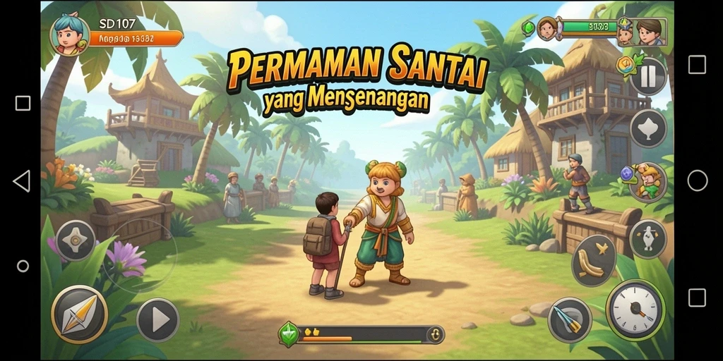 Screenshot SD107 menampilkan gameplay santai dan menarik.