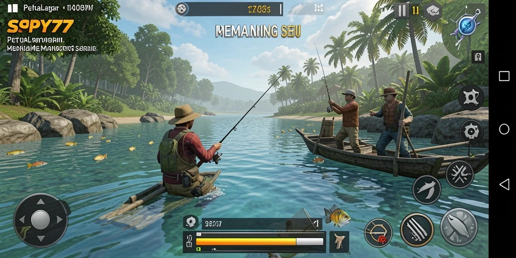 Tangkapan ikan spektakuler dalam gameplay SPY77.