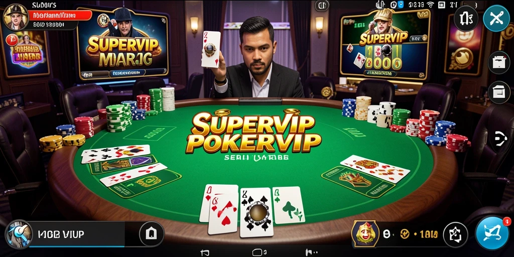 Tampak layar gameplay seru Poker di SUPERVIP.