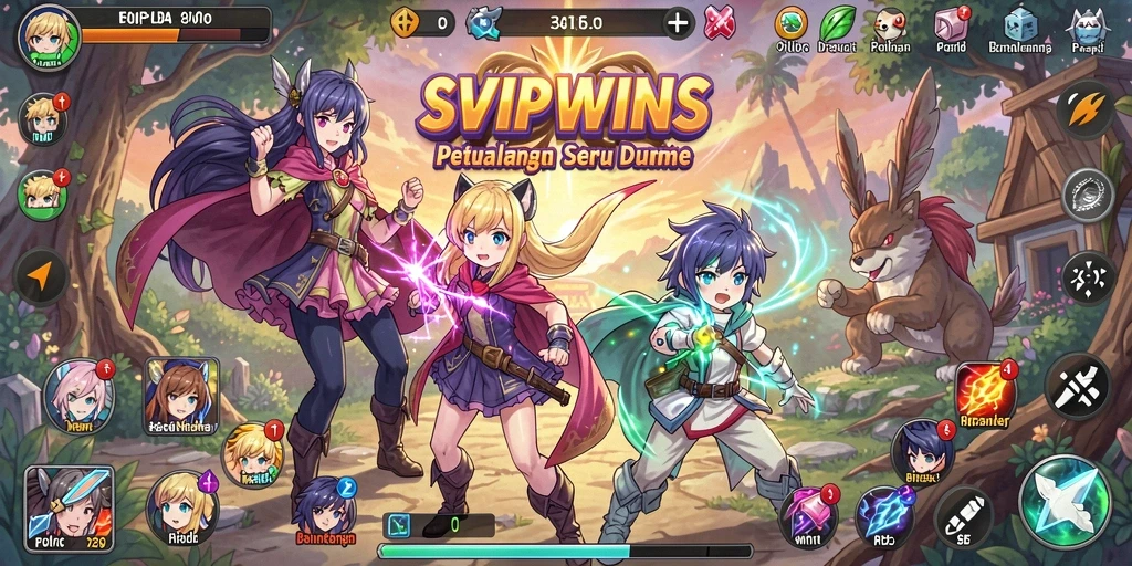 Tampilan gameplay SVIPWINS yang menakjubkan dalam dunia anime.