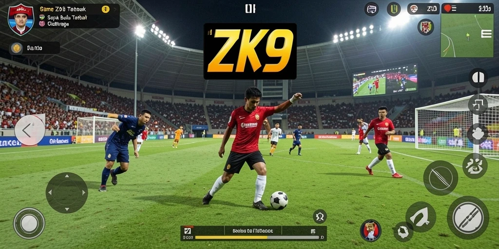 Gameplay menarik dalam ZK9 dengan pemain sepak bola beraksi.
